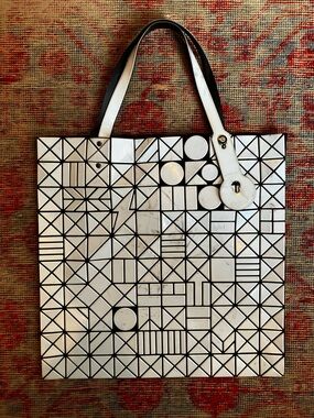 Issey Miyake RARE BAOBAO White and Black Geometric Panel Tote